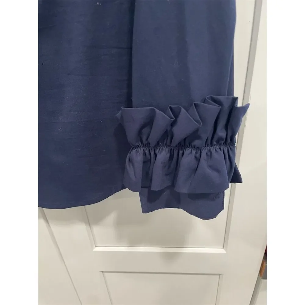 Michael Kors Women's Navy Long Sleeve Blouse with Ruffle‎ Cuffs Size S